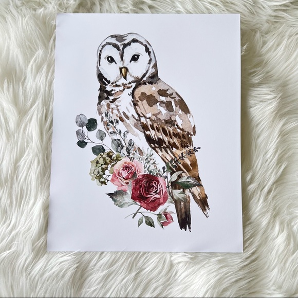 Owl Watercolor Illustration Wall Art Print Poster Portrait Unframed - Picture 16 of 17